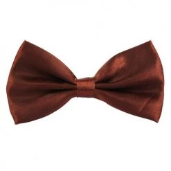 Annecart Brown Satin Pre-Tied Bow Tie Neck Ties