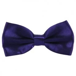 Annecart Neck Ties Dark Purple Satin Pre-Tied Bow Tie