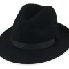 Ribbon Center 1920's Great Gatsby 1920's Black Wool-Blend Fedora