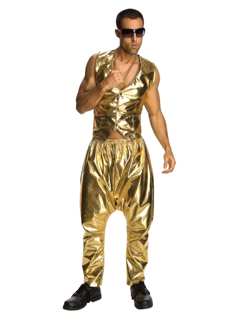 Rubies Gold Rapper Pants 80's - 90's Workout & Hiphop 3 Rubies Gold Rapper Pants 80's - 90's Workout & Hiphop