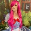 Bell's Wigs Deluxe Hot Pink Long Wavy Wig 2 Bell's Wigs Deluxe Hot Pink Long Wavy Wig