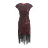 Best Dance Dresses Red And Black Beaded Cap Sleeve Great Gatsby Dress