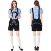 Hurly-Burly Ladies Black Lederhosen With Blue Shirt Oktoberfest Costumes And Accessories