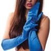 Jacky Wang 45cm Royal Blue Satin Gloves