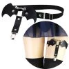 AnneCart PU Black Leather Bat Garter W/ Clip