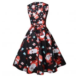 Annecart Women's Christmas Santa Chimney Vintage Dress