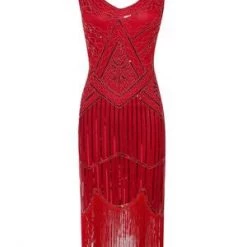 Hurly-Burly Red Sequined 1920's Gatsby Dress 1920's Great Gatsby