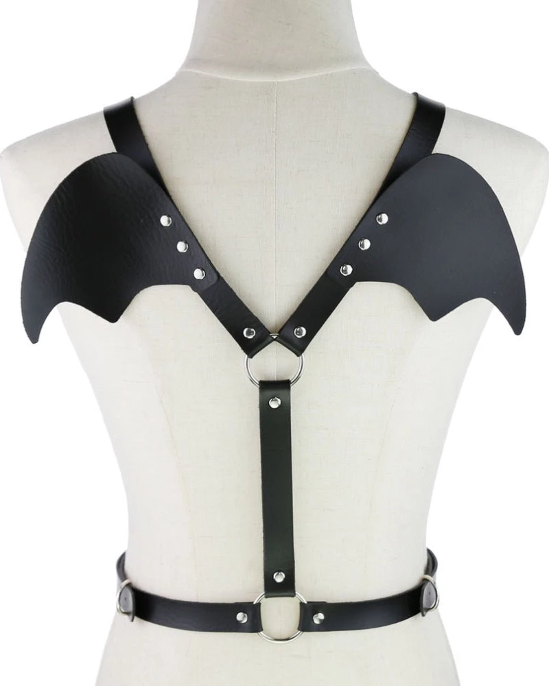 AnneCart Black PU Leather Bat Wings Harness 3 AnneCart Black PU Leather Bat Wings Harness