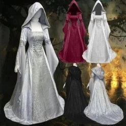 AnneCart Silver Hooded Velvet Medieval Dress