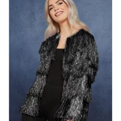 Smiffys Black Tinsel Festival Jacket