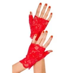 DHGate Red Fingerless Lace Gloves