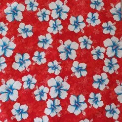 Hurly-Burly (b) Red Hawaiian Flower Print Bandana