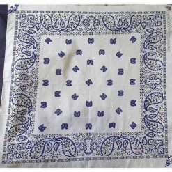 Hurly-Burly (b) White With Royal Blue Paisley Bandana
