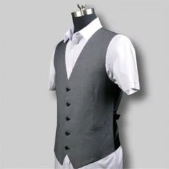 AnneCart Grey Men's Waistcoat Jackets & Vests