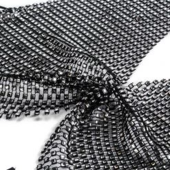 Global Lover Women's Festival Black Rhinestone Mesh Top