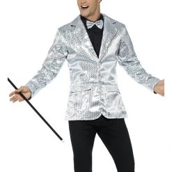 Smiffys Jackets & Vests Men's Silver Sequin Jacket 7 Smiffys Jackets & Vests Men's Silver Sequin Jacket