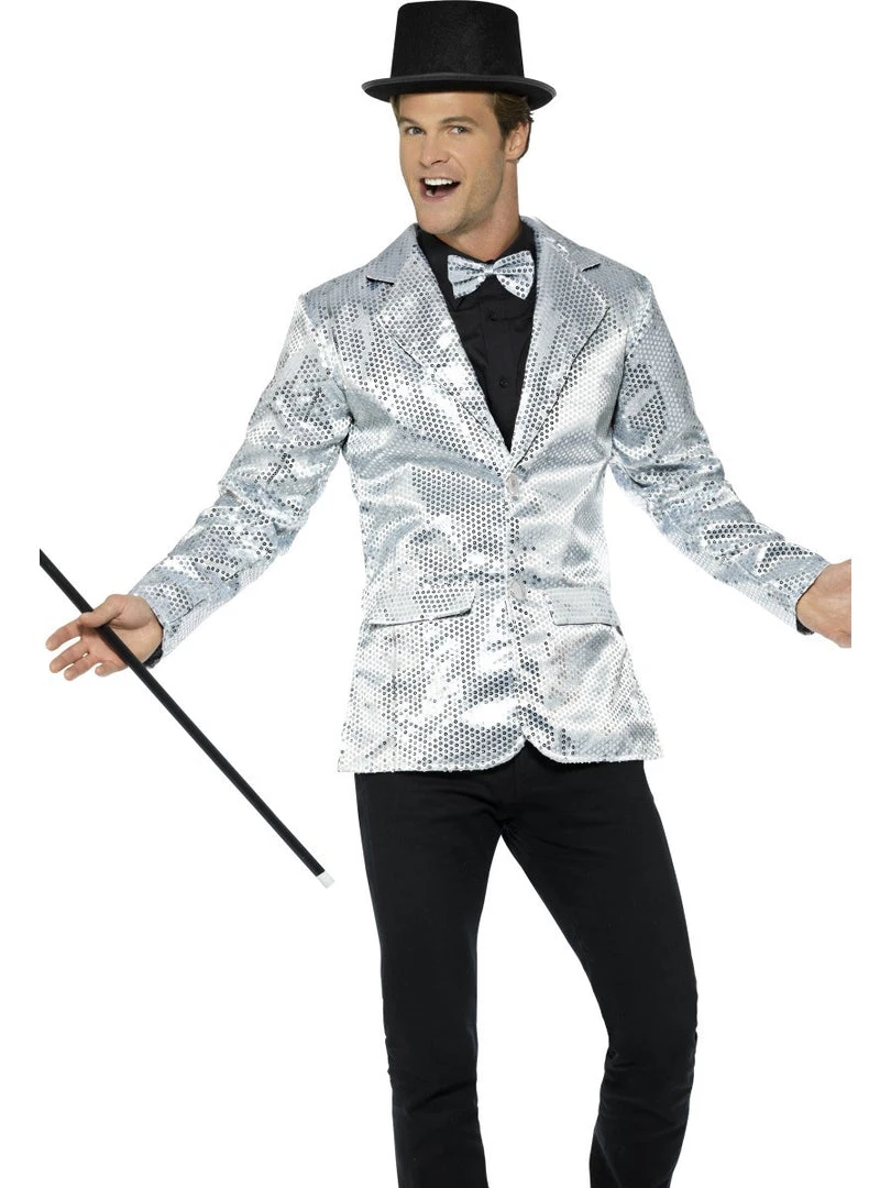 Smiffys Jackets & Vests Men's Silver Sequin Jacket 5 Smiffys Jackets & Vests Men's Silver Sequin Jacket