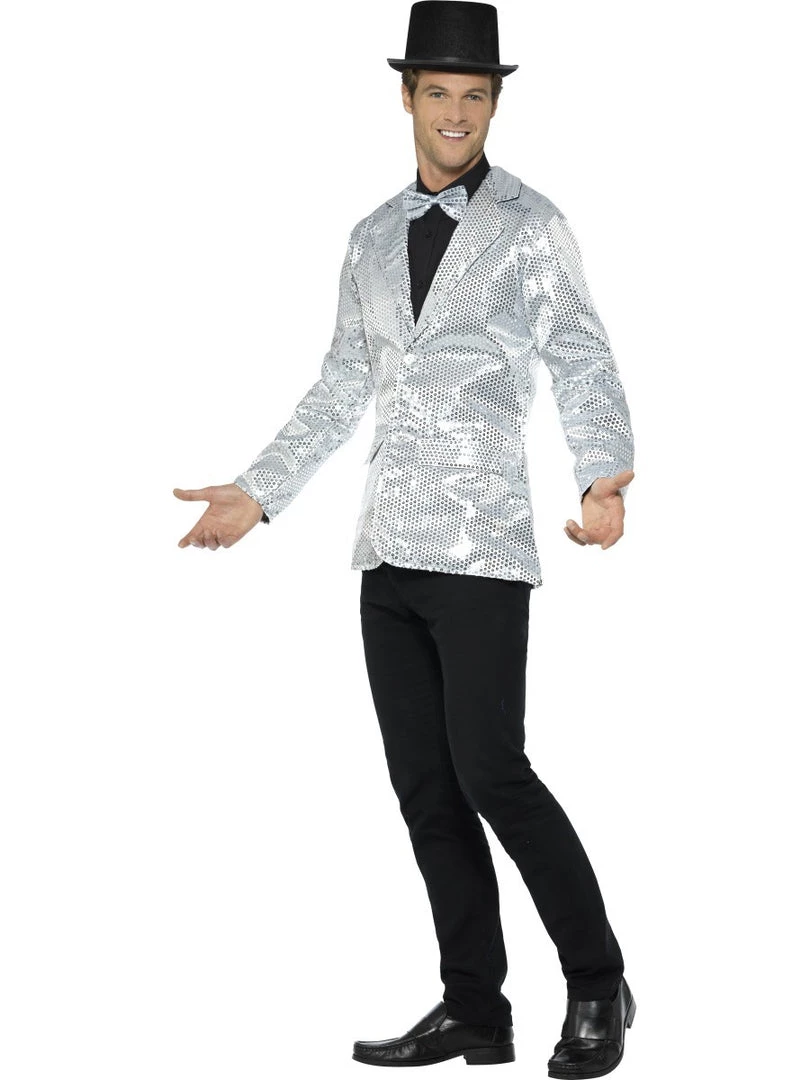 Smiffys Jackets & Vests Men's Silver Sequin Jacket 3 Smiffys Jackets & Vests Men's Silver Sequin Jacket