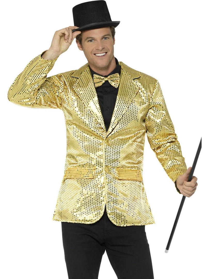 Smiffys Jackets & Vests Men's Gold Sequin Jacket 5 Smiffys Jackets & Vests Men's Gold Sequin Jacket