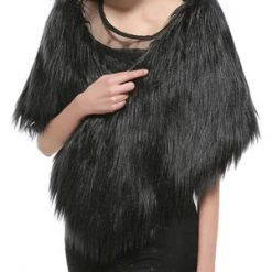 Annecart Black Faux Fur Shawl