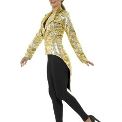 Smiffys Ladies Gold Sequin Tail Coat Jacket Outerwear 7 Smiffys Ladies Gold Sequin Tail Coat Jacket Outerwear