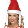 Smiffys Adults Santa Hat With Plaits