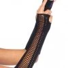 Leg Avenue Opaque Black Faux Lace Up Gloves