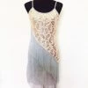 AnneCart 1920's Great Gatsby Silver Paisley And Diagonal Fringe 1920s Dress