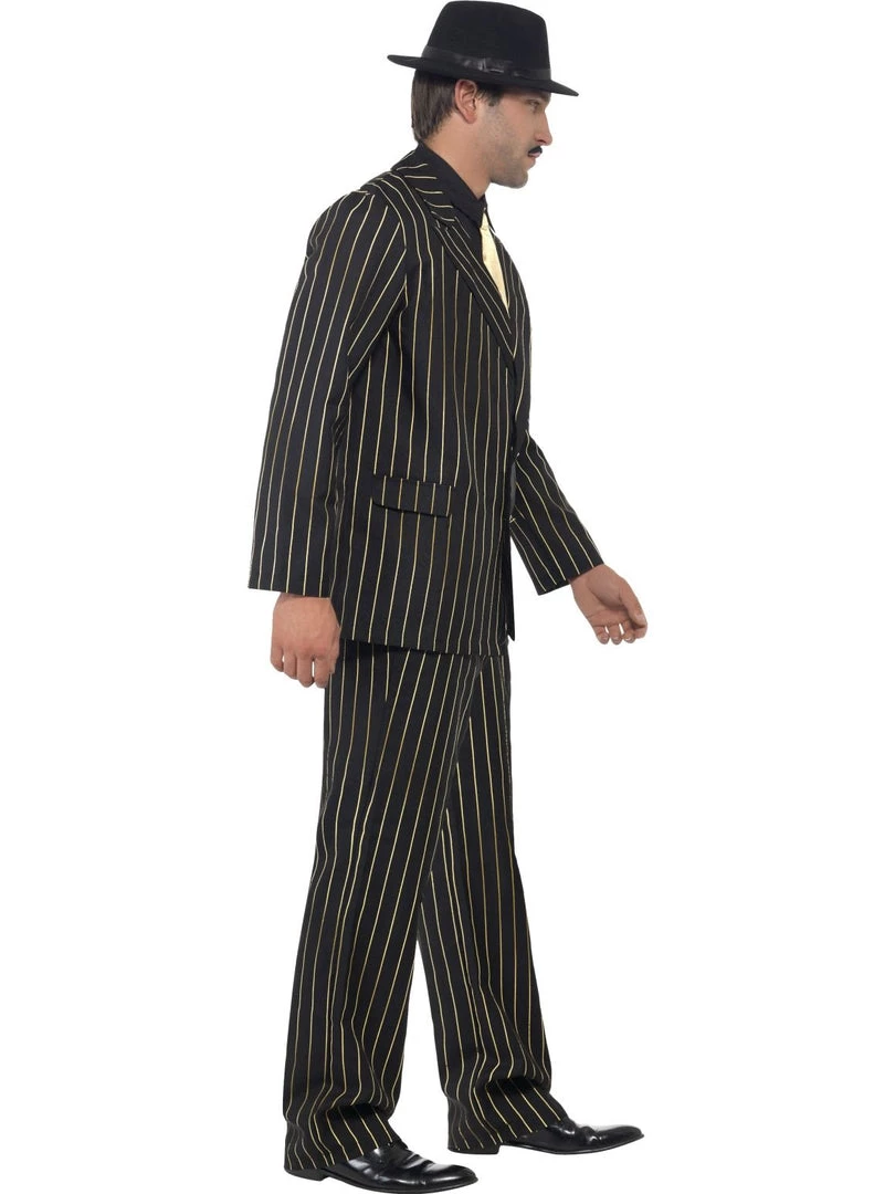 Smiffys Gold Pinstripe Gangster Costume Adults 4 Smiffys Gold Pinstripe Gangster Costume Adults