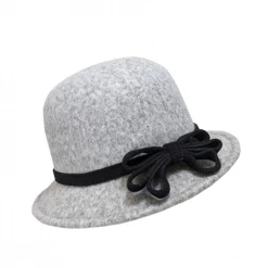Trademart Grey Ladies Cloche Hat With Bow