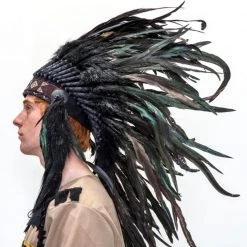 Interalia Black Indian Feather Headdress