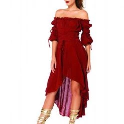 Leg Avenue Dresses Burgundy Peasant Dress