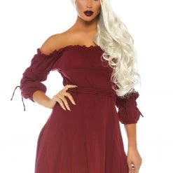 Leg Avenue Dresses Burgundy Peasant Dress