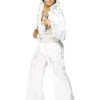 Hurly-Burly Classic White Elvis Gemmed Jumpsuit Costume Movies & TV