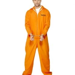 Smiffys Men's Orange Prisoner Jumpsuit
