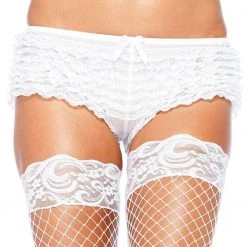 Leg Avenue White Lace Ruffle Burlesque Shorts Lingerie