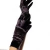 Hurly-Burly Wrist Length Black Satin Gloves