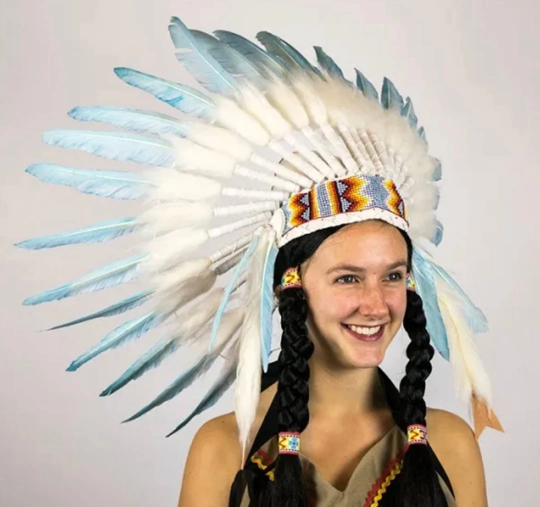 Interalia Turquoise Blue Indian Feather Headdress 3 Interalia Turquoise Blue Indian Feather Headdress