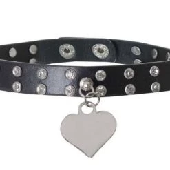 Gold Star Heart Diamanté Black Choker