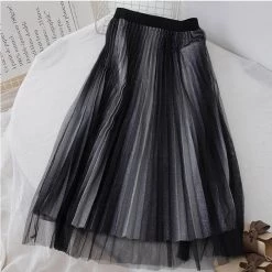 Instyles Black And Silver Midi Glitter Tulle Skirt Women's
