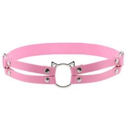 AnneCart Baby Pink PU Leather Leg Garter With Cat O-Ring Belts & Harnesses
