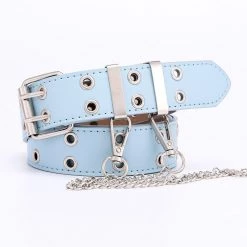 Jacky Wang Belts & Harnesses Double Grommet Belt With Chain