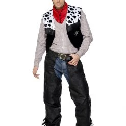 Smiffys Adults Cowboy Faux Leather Costume Set