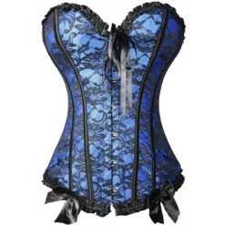 AnneCart Blue And Black Lace Corset With Bows
