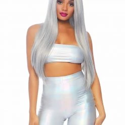Leg Avenue Holographic Bandeau And Bike Shorts Set