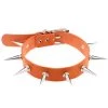 AnneCart PU Orange Leather Spiked Choker