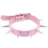 AnneCart Light Pink PU Leather Spiked Choker Chokers