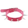 AnneCart Hot Pink PU Leather Spiked Choker