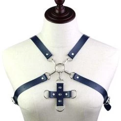 AnneCart Black PU Leather Circle Straps Harness Belts & Harnesses