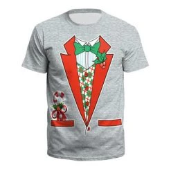 Annecart Men's Grey Christmas Tuxedo T-Shirt